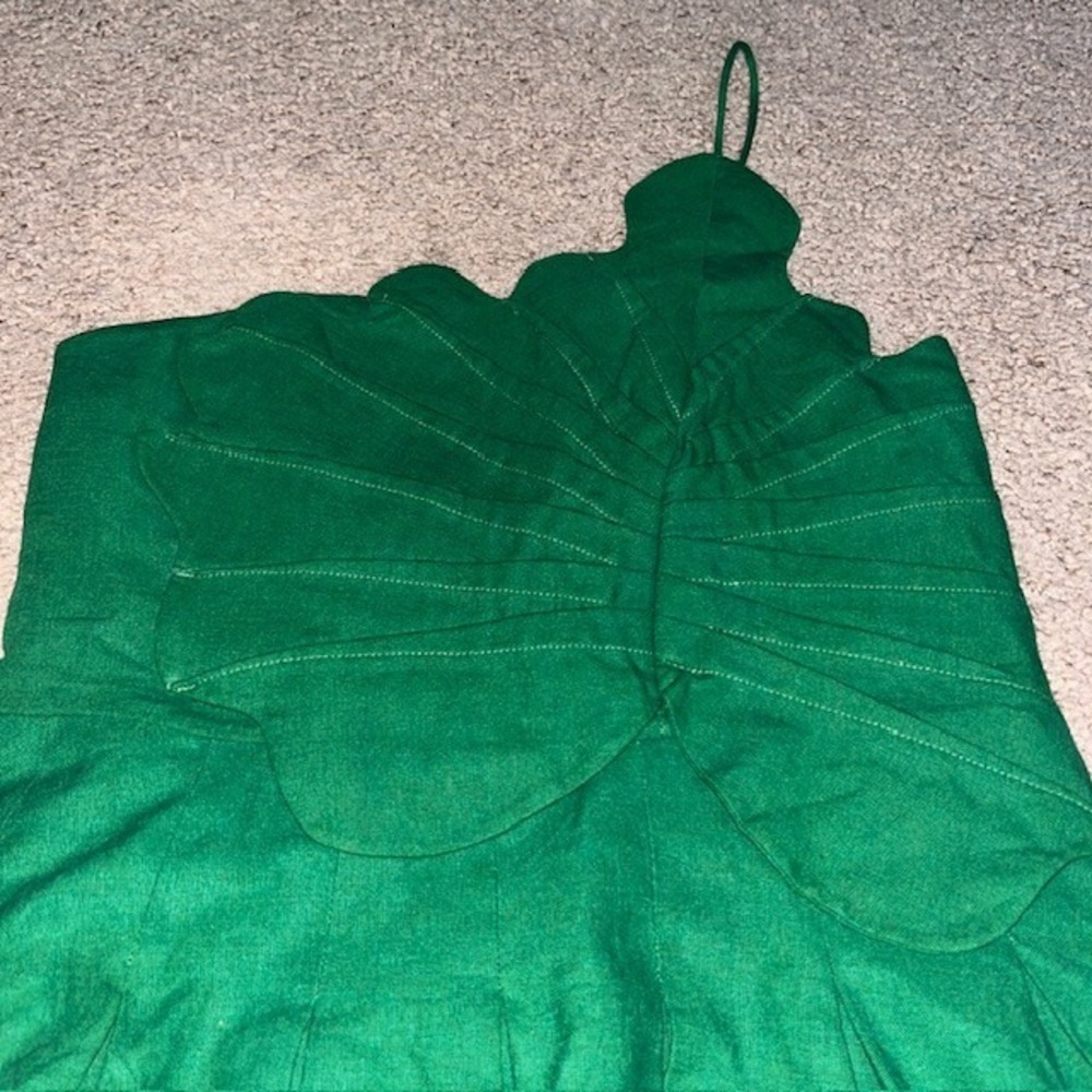 Farm Rio Lea Leaf Mini Dress One Shoulder Linen Blend Green Small - Picture 4 of 9